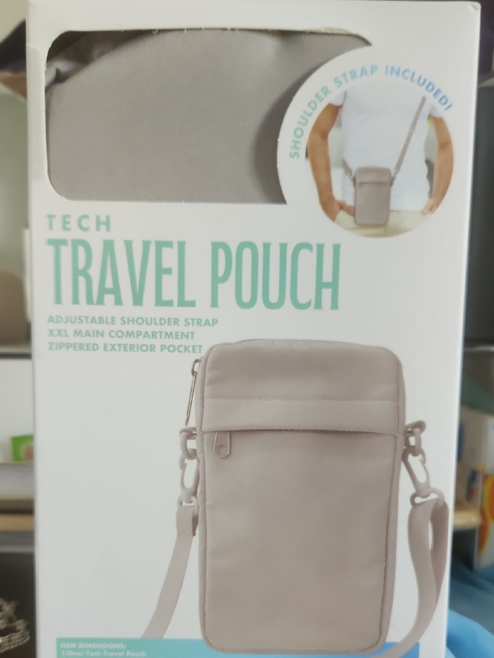Tech Travel Pouch Crossbody Bag in Light Taupe